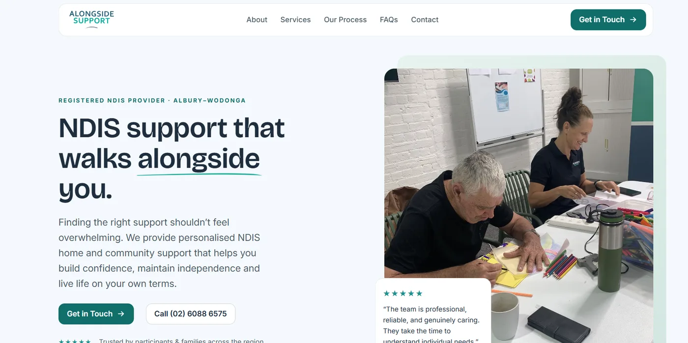 Alongside Support website homepage